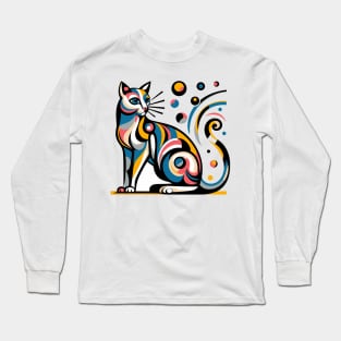 Pop art cat illustration. cubism cat illustration Long Sleeve T-Shirt